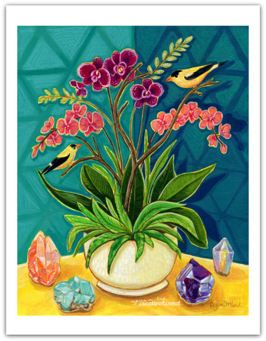 Orchids and Crystals - Art Print