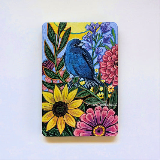 Indigo Bunting - 4 x 6 Original Art