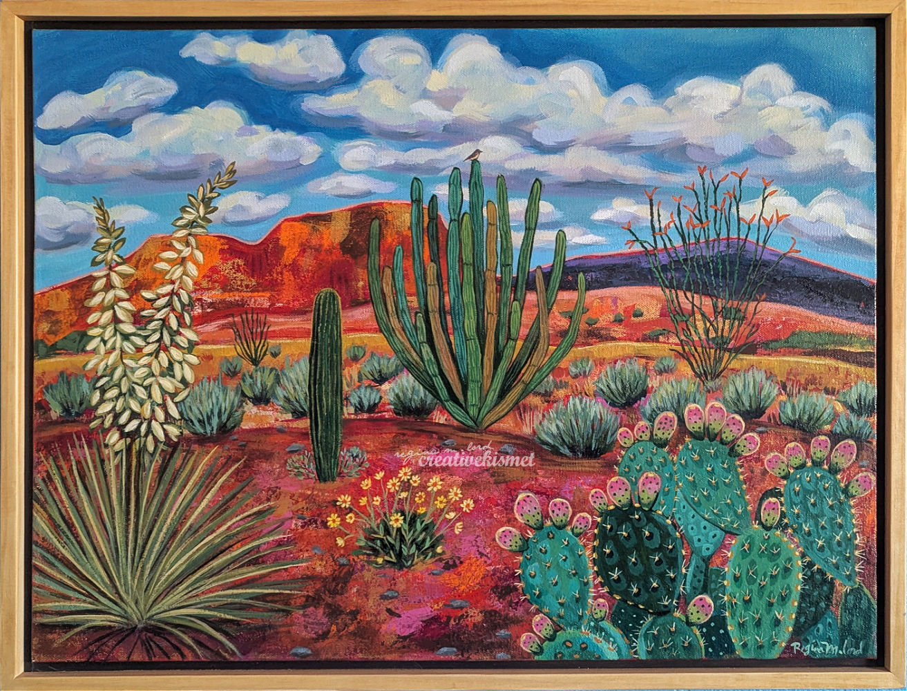 Desert Cactus Dream - 18 x 24 Framed Original Artwork