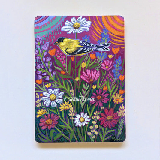 Goldfinch Garden - 5 x 7 Original Art