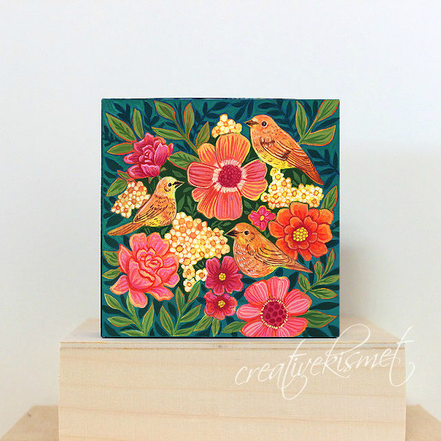 Art Block - Three Little Birds in Blooms