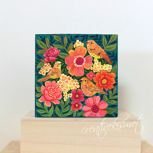 Art Block - Three Little Birds in Blooms