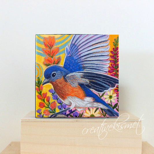 Art Block - Eastern Bluebird Landing