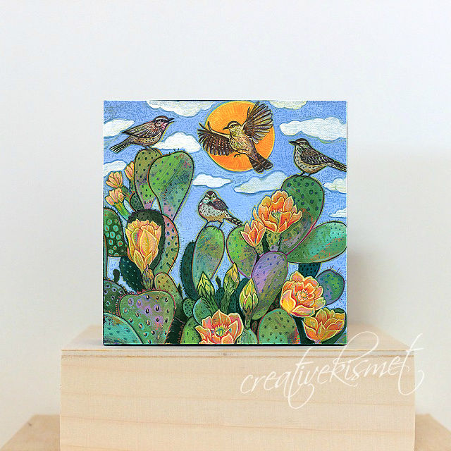 Art Block - Desert Bloom Celebration (with Cactus Wrens)
