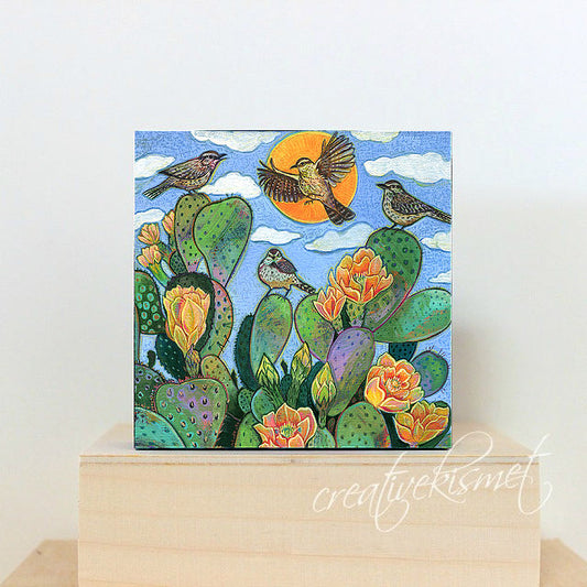 Art Block - Desert Bloom Celebration (with Cactus Wrens)