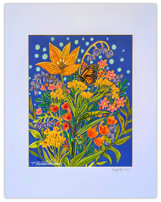 Garden Visitor - 11 x 14 Matted Original Painting