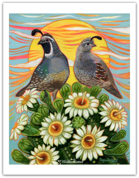 Portrait of a Quail Couple - Art Print