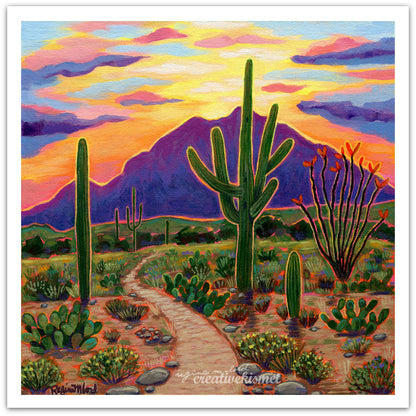 Sunset Saguaro Trail - Art Print