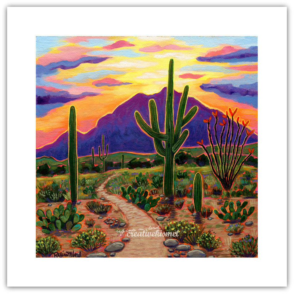 Sunset Saguaro Trail - Art Print
