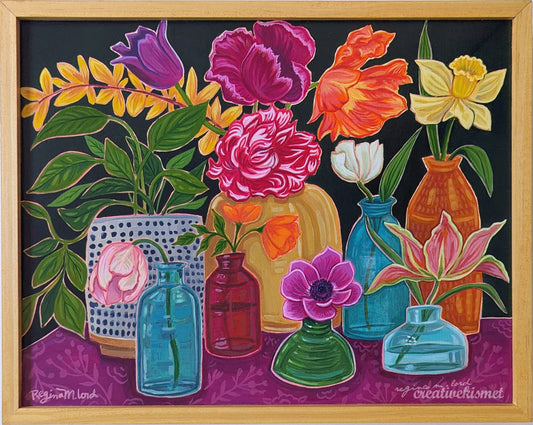 Botanical Gathering - 11 x 14 Framed Original Artwork