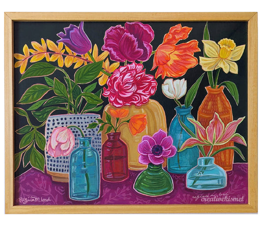 Botanical Gathering - 11 x 14 Framed Original Artwork