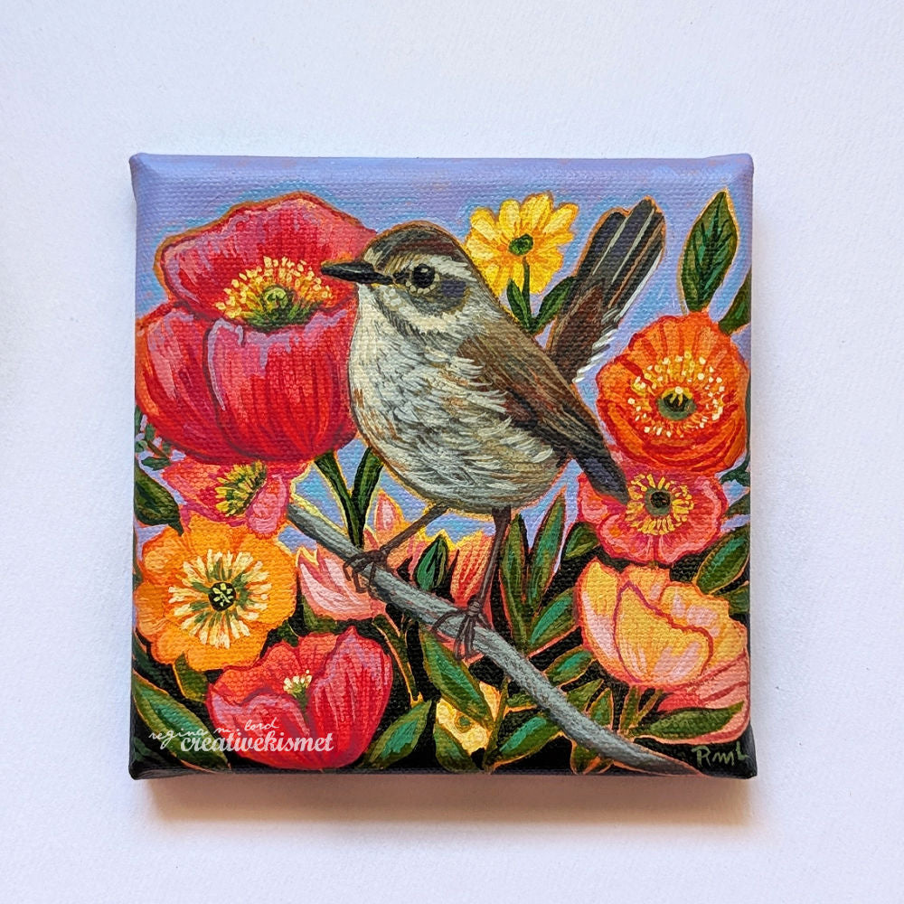 Moustached Warbler - 5 x 5 Original Art