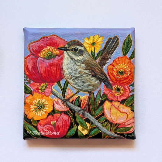 Moustached Warbler - 5 x 5 Original Art