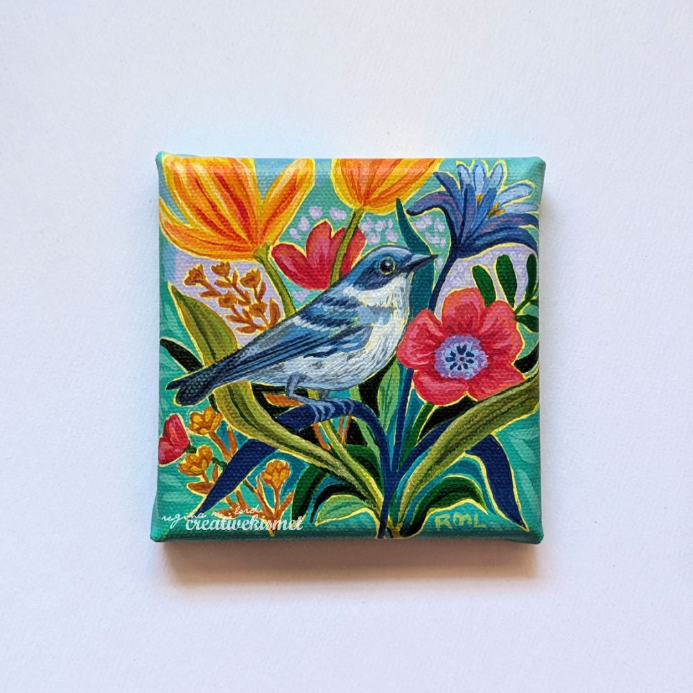 Cerulean Warbler - 4 x 4 Original Art