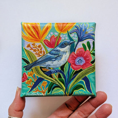 Cerulean Warbler - 4 x 4 Original Art