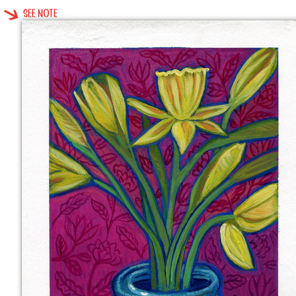 Daffodil Magenta - 6 x 8 Original Painting on Paper