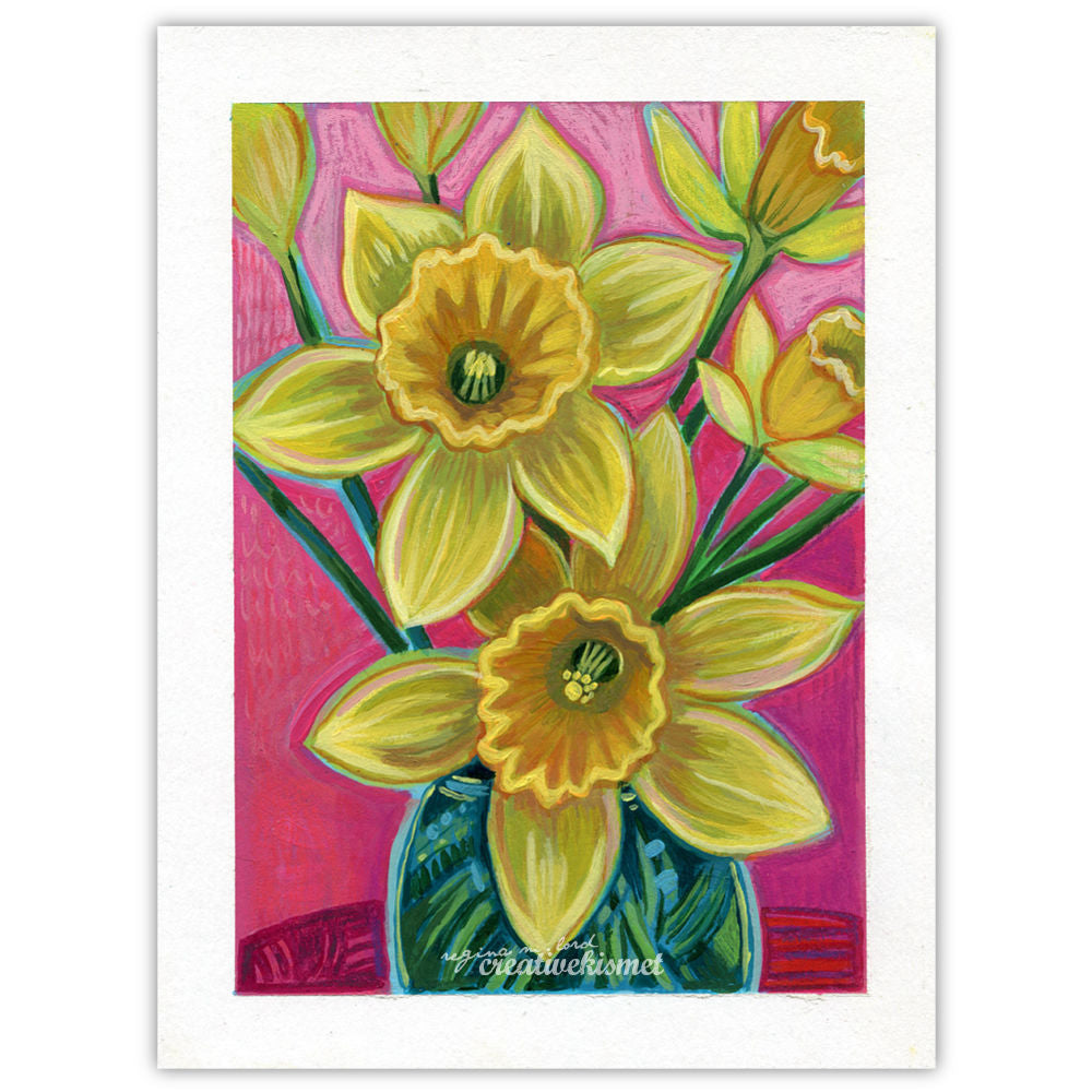 Daffodil Rose - 6 x 8 Original Painting on Paper