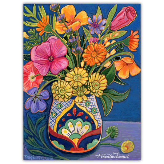 Talavera de Flores - 6 x 8 Original Painting on Panel