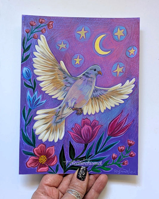 Sparkle Dove - 6 x 8 Original Painting on Paper