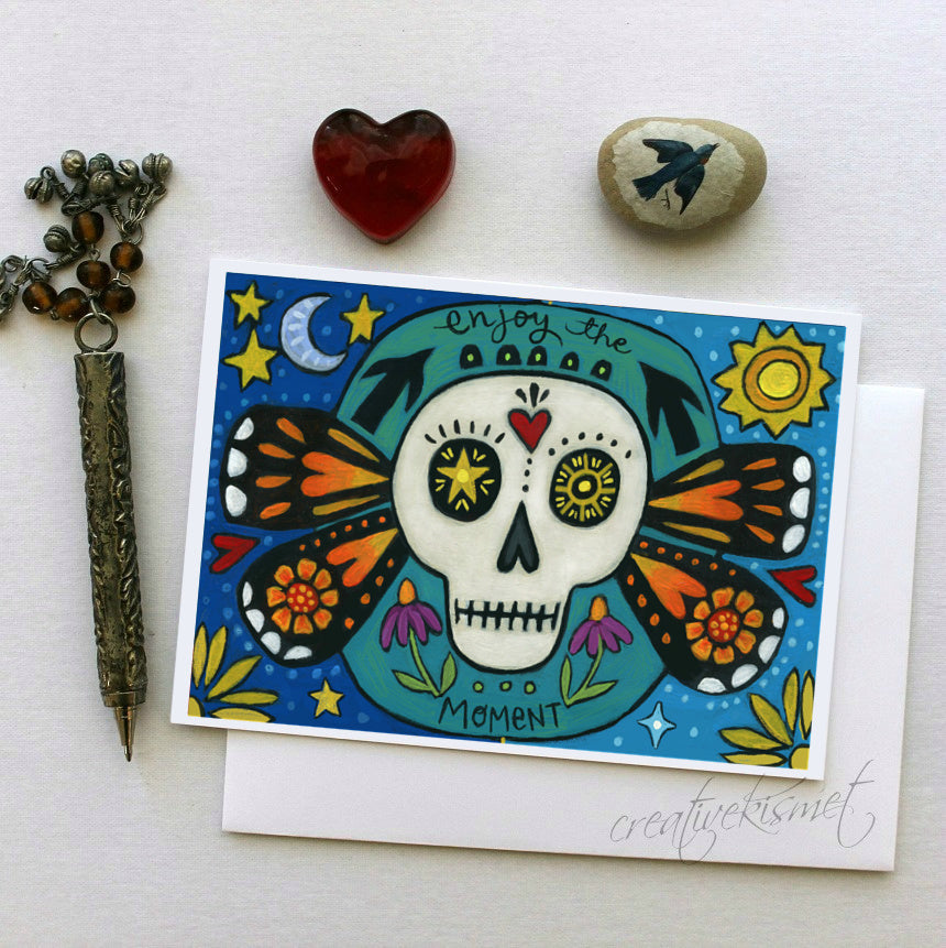 Day of the Dead - Enjoy the Moment - 5x7 Art Card with Envelope