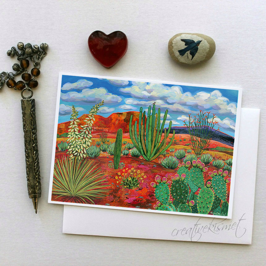 Desert Cactus Dream - 5x7 Art Card with Envelope