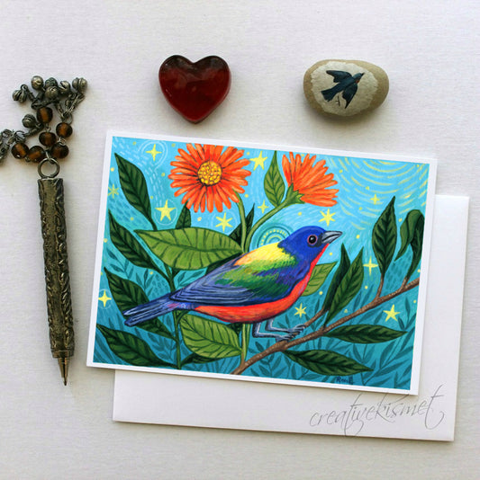 Painted Bunting - 5x7 Art Card with Envelope