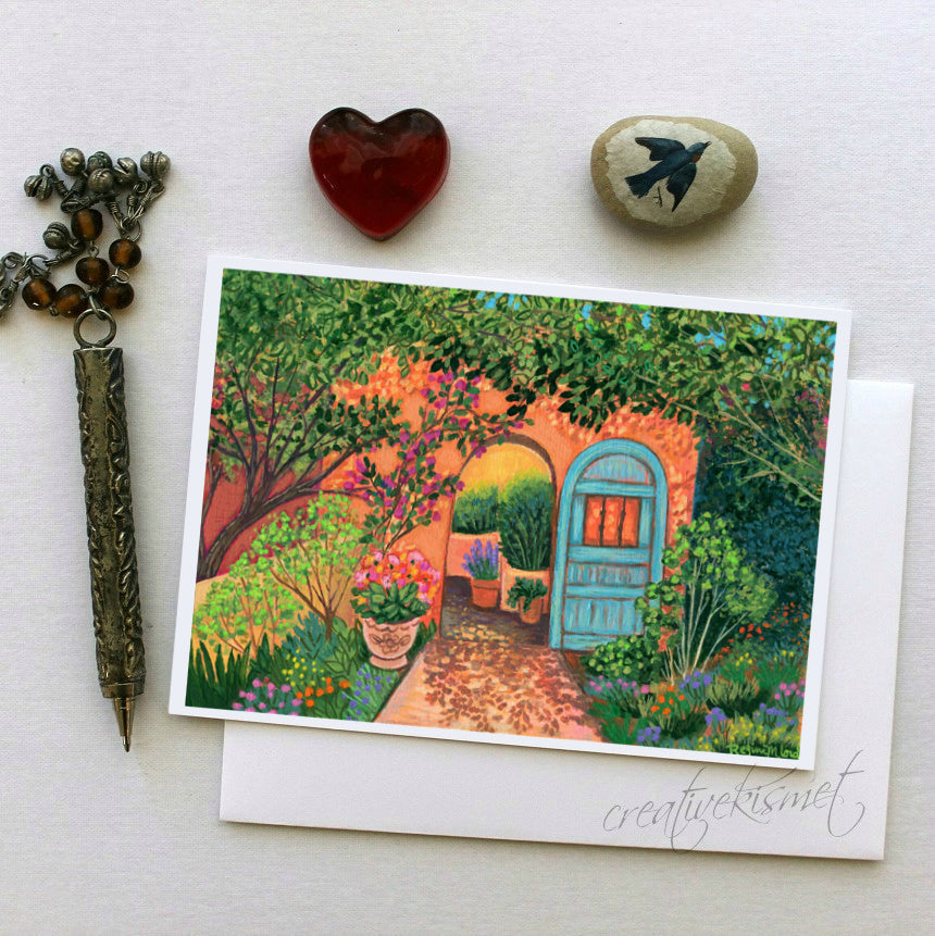 La Posada Garden Gate - 5x7 Art Card with Envelope