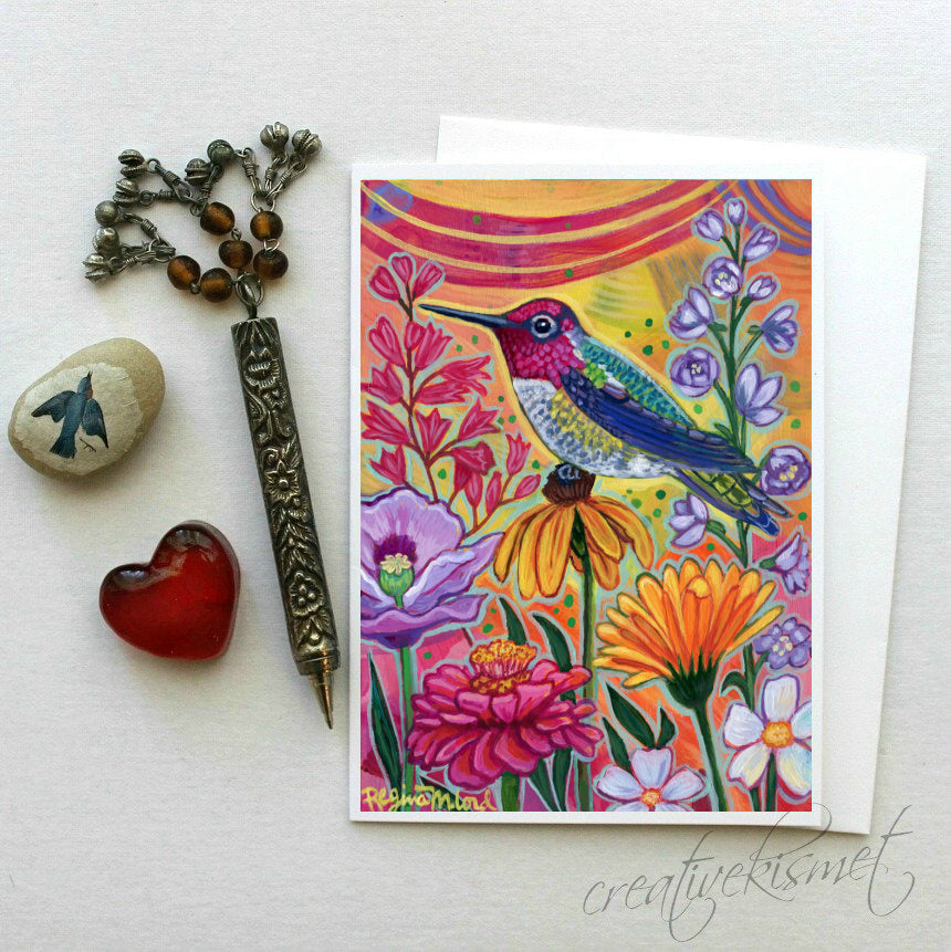 Joyful Floral Sunset - 5x7 Art Card with Envelope