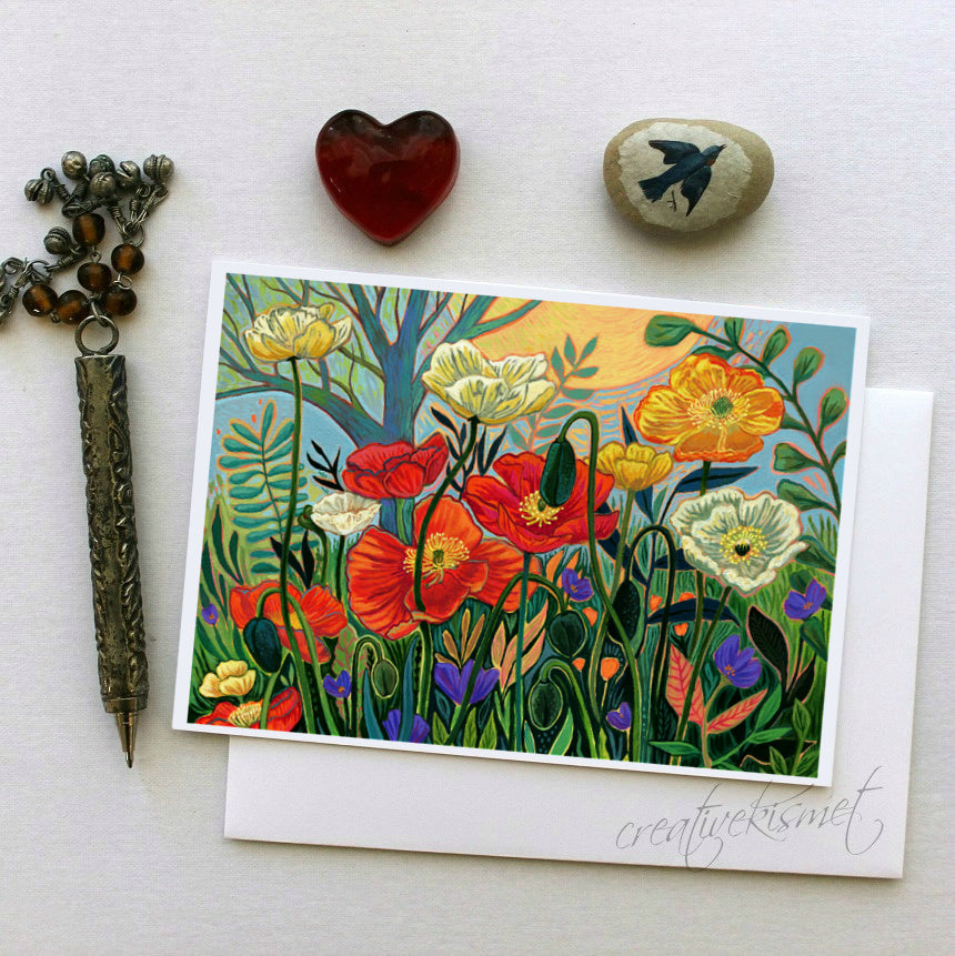 Poppy Patch - 5x7 Art Card with Envelope