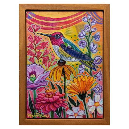 Floral Sunset - Humming Bird - Original Painting