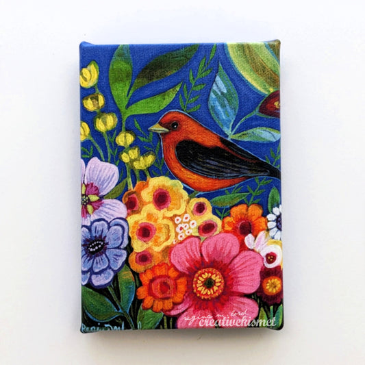 Canvas Block Print - Scarlet's Floral Dream