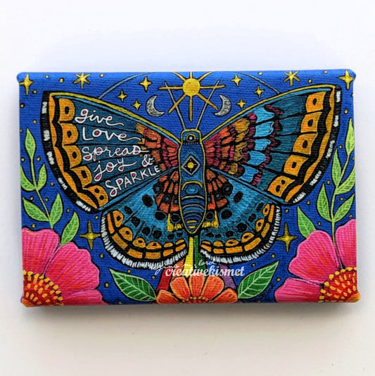 Canvas Block Print - Give Love, Spread Joy & Sparkle Butterfly