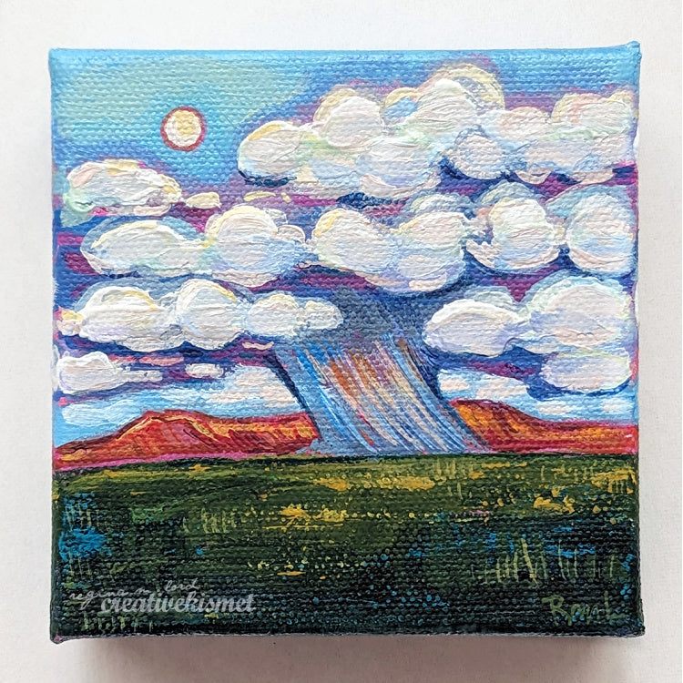 Mini Arizona Landscape - Monsoon Pass - 4 x 4 Original Artwork