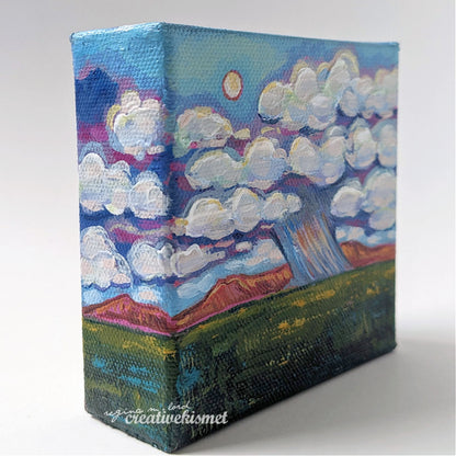 Mini Arizona Landscape - Monsoon Pass - 4 x 4 Original Artwork