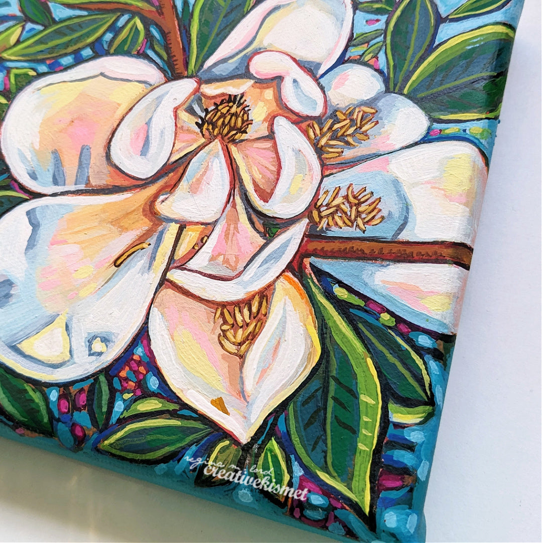Magnolia Bright - 6 x 6 Original Artwork