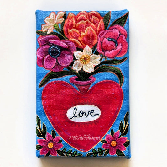 Canvas Block Print - Blooming Love Vessel