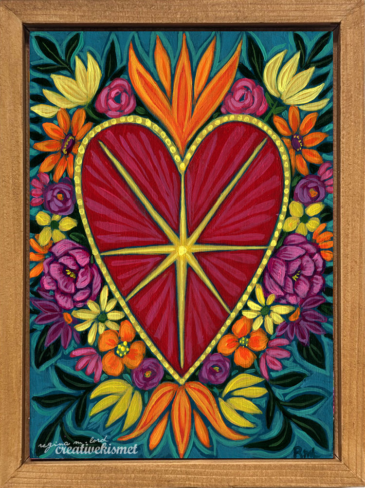 Bright Floral Heart - Original Painting