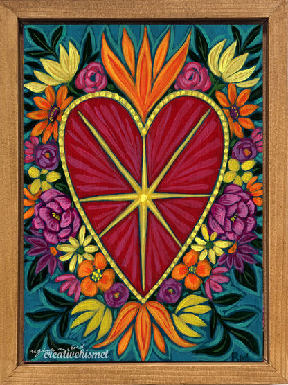 Bright Floral Heart - Original Painting