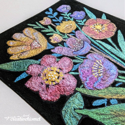 Sparkly Flowers - 5 x 7 Original Painting