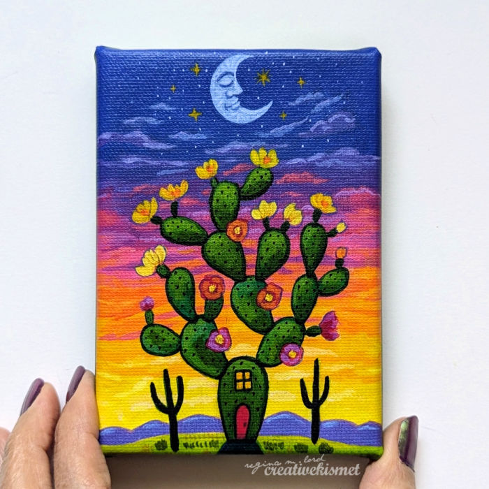 Canvas Block Print - Cactus Home