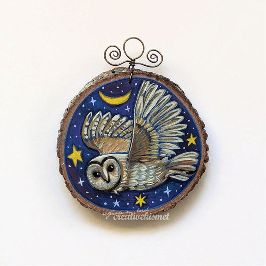 2024 Wood Slice Ornament - Barn Owl