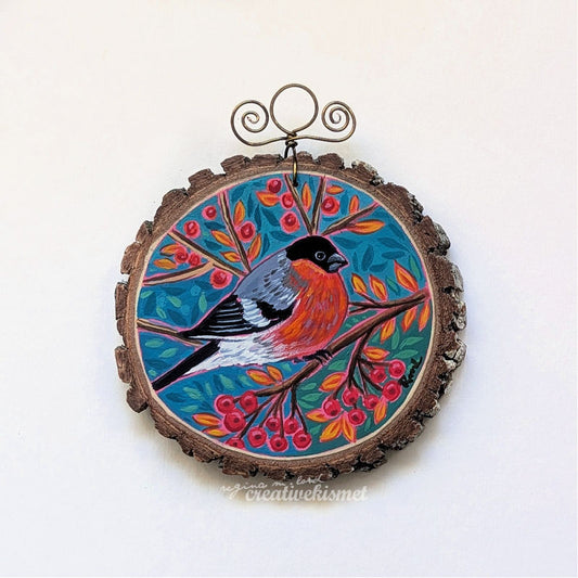 2024 Wood Slice Ornament - Bullfinch