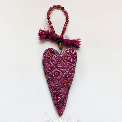 Paper Clay Hear Ornament in Pink