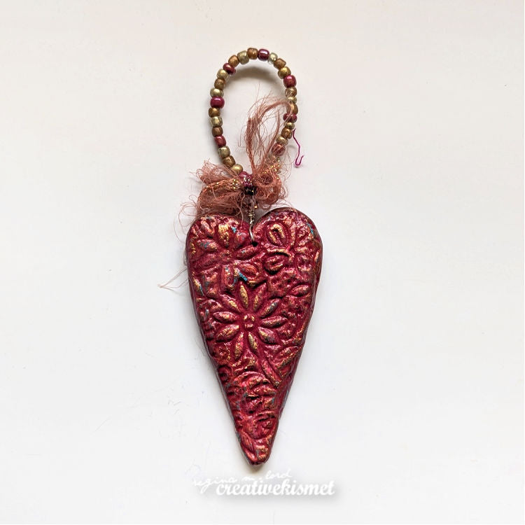 Paper Clay Hear Ornament in Red