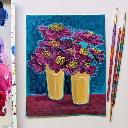 Dream Catcher Peonies - 8 x 10 Matted Original Painting