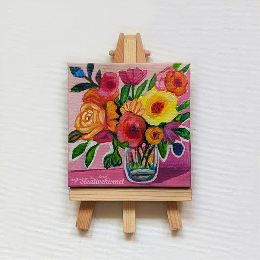 Mini Bouquet - Timeless Blooms - 3 x 3 Original Art