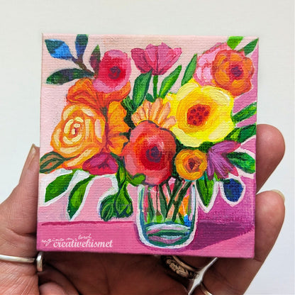 Mini Bouquet - Timeless Blooms - 3 x 3 Original Art
