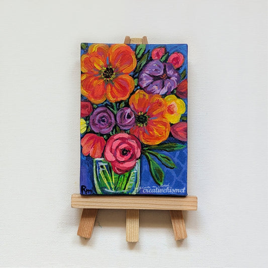 Mini Bouquet - Radiant Silence - 2.5 x 3.5 Original Art