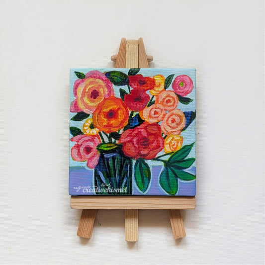 Mini Bouquet - Floral Harmony - 3 x 3 Original Art