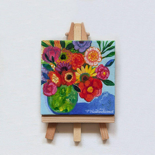 Mini Bouquet - Floral Delight - 3 x 3 Original Art